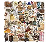 100PSC Vintage Autocollants, Esthétique Vintage Logs Fournitures Kit, Mignon Cottagecore Scrapbook Autocollants pour Adulte et Adolescent, Imperméable Vinyle grunge bouteille Stickers