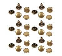 100sets Double Cap Rivet, 3 Colors Metal Rapid Rivet Leather Craft Studs Decorative Studs 0.3 X 0.3inch for DIY Leather Craft Repairs Decoration (Bronze)