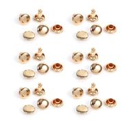 100sets Double Cap Rivet, 3 Colors Metal Rapid Rivet Leather Craft Studs Decorative Studs 0.3 X 0.3inch for DIY Leather Craft Repairs Decoration (Gold)