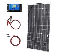 100W 12V Panneau Solaire Kit Flexible Monocristallin Panneau Solaire avec 10A Régulateur charge Solaire et 3 m Câble Solaire pour Camping car Caravane Hors réseau Camping car Chargeur Batterie