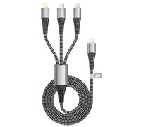100W Cable Multi Chargeur 2M, 3 en 1 Cable USB C Charge Rapide Câble Universel Nylon Cable Chargeur Multi Embout avec Micro USB Type C Lightning Câble pour iPhone,Samsung Galaxy,Android,Huawei, Xiaomi