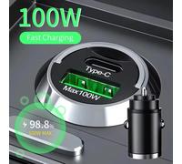 100W chargeur de voiture USB charge rapide pour IPhone QC3.0 Mini PD USB Type C chargeur de téléphone de voiture pour Samsung Huawei XiaoMi 100W Grey