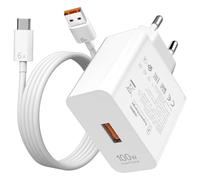 100W Chargeur Rapide USB et 1M 6A Câble USB C pour Honor 400 300 200 70 Magic4 Magic7 Pro 90GT, Adaptateur Secteur pour Huawei Mate 60 Pura 70 Ultra Nova 11, Supercharge Alimentation Adaptateur Blanc