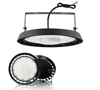 100W Eclairage LED Garage, 10000LM 6500K Blanc Froid UFO Éclairage Plafonnier Lampe avec Support, Projecteur LED Intérieur, IP65 Étanche Lumiere de Plafond pour Garage, Entrepôt, Gymnase
