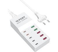 100w Fast Usb C Charger, 10 Ports Multiple Usb Charger, Type C Charger Compatible With Macbook Pro/Air Ipad Pro Iphone 16/15/14, Samsung Galaxy, Note 20/10+, Pixel Steam Deck