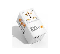 100W GaN Adaptateur Prise Universelle avec USB C, Adaptateur USB C à Charge Rapide,Adaptateur Universel de Voyage avec 2 USB A,2 USB C,pour