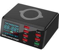 100w Multi Chargeur Usb Hub Pd Quick Charge 3.0 Qi Wireless 8 Ports Station de charge rapide pour iPhone Prise UE