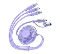 100W Multi Rétractable Câble de Charge, 6-en-1 USB C/Lightn-ing/Micro Multi Chargeur Câbles pour iPhones, iPads, MacBooks, Tablettes, Galaxy, Note et Plus - 1.2M 5A Charge Rapide & Portable, Violet