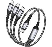 100W Multi USB C Charger Cable [0.5M] Cable Multi USB to USB C [100W] + Lightning [27W] + Micro [10W] for iPhone 16/15/14,Galaxy S24/S23,Pad Pro/Mini,MacBook Pro/Air