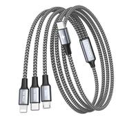 100w Multi Usb C Charger Cable [1.2m] Multi Usb C To Usb C Cable [100w] + Usb C To Lightning [27w] + Usb C To Micro [10w] For Iphone 15/14, Galaxy S24/S23, Pad Pro/Mini, Macbook