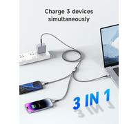 100W Multi USB C Charger Cable [2M] Cable Multi USB to USB C [100W] + Lightning [27W] + Micro [10W] for iPhone 16/15/14,Galaxy S24/S23,Pad Pro/Mini,MacBook Pro/Air