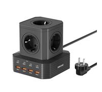 100W Multiprise USB Cube, 13 en 1 Rallonge Electrique 2M Câble avec 8 Ports USB Charge Rapide 100W PD3.0, 5 Prises AC (4000W/16A) Bloc Multiprise avec Interrupteur Rallonge Multiprise pour Bureau,Noir