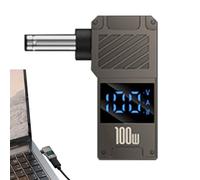 100W PD Type-C to DC Charging Adapter - Zinc Alloy Converter Tip | to DC Barrel Jack Interface with Digital Display, Fast Power Supply for Laptops, Routers, Battery Packs, and More
