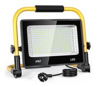 100W Projecteur de Chantier LED 10000 Lumens Éclairage de Chantier Blanche 6500K Étanche IP67 avec Prise et Cordon de 2M pour Chantier d'atelier