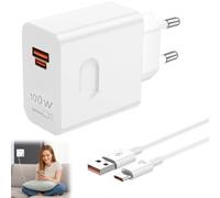 100W Supercharge Chargeur Rapide pour Honor avec 6A Câble USB C 1m,2 Ports PD Chargeur Rapide pour Honor 200 200 Pro 200 Lite Pura 70 Ultra Magic7 Pro 7Lite 6Lite 6Pro X6b Pad X8a