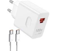 100W Supercharge Chargeur Rapide USB C pour Huawei Honor 200 Pro+ 400 Magic 7 7 Lite 6 Pro 200 Lite X6b X8b Pad X8a 9, Adaptateur Secteur 2 Ports PD avec Câble USB C 6A 1m