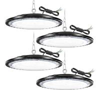 100W UFO LED High Bay lumière, éclairage de Magasin à LED avec 1 mètre chaîne, 10000LM 6500K, Projecteur LED Intérieur, éclairage de baie commerciale étanche IP65 pour entrepôt, garage (Paquet de 4)