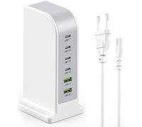 100W Usb C Charger, Multi Usb Charger¿4 Usb-C + 2-A¿ Multiple To Adapter, 6 Port Adapter, Fast Charger, Charging Station For Iphone/Samsung S24/Google