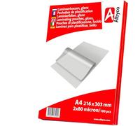 100x Albyco Pochettes de Plastification -A4 (216x303mm) - Ép. 2x80 (160) µm