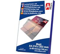 100x Albyco Pochettes de Plastification MATTE - A4 - Ép. 2x80 (160) µm