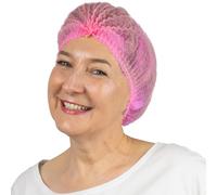 100x ARNOMED® Charlotte Cheveux Jetable 52 cm Rose, Filet Cheveux Plastique pour OP, Cuisine & Hygiène, Bonnet à Usage Unique, Charlotte Alimentaire de Protection des Cheveux en Tissu