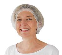 100x ARNOMED® Charlotte Cheveux Jetable 55 cm Blanc, Filet Cheveux Plastique pour OP, Cuisine & Hygiène, Bonnet à Usage Unique, Charlotte Alimentaire de Protection des Cheveux en Tissu