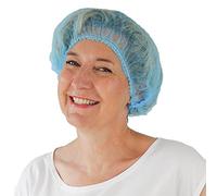 100x ARNOMED® Charlotte Cheveux Jetable 55 cm Bleu, Filet Cheveux Plastique pour OP, Cuisine & Hygiène, Bonnet à Usage Unique, Charlotte Alimentaire de Protection des Cheveux en Tissu