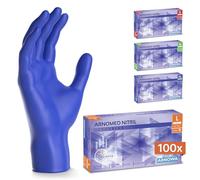 100x ARNOMED® Gants en nitrile taille L Bleu océan, Gants à usage unique pour chirurgie & laboratoire, Gants en nitrile sans poudre et sans latex, Moufles en nitrile en XS, S, M, L, XL, XXL