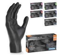 ARNOMED® Gants en nitrile taille L Noir [100 pcs] - Gants à usage unique pour chirurgie & laboratoire - Gants en nitrile sans poudre et sans latex - Moufles en nitrile en XS, S, M, L, XL, XXL