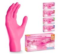 100x ARNOMED® Gants en nitrile taille L Rose, Gants à usage unique pour chirurgie & laboratoire, Gants en nitrile sans poudre et sans latex, Moufles en nitrile en XS, S, M, L, XL, XXL