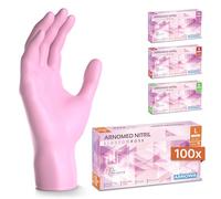 100x ARNOMED® Gants en nitrile taille L Rose, Gants à usage unique pour chirurgie & laboratoire, Gants en nitrile sans poudre et sans latex, Moufles en nitrile en XS, S, M, L, XL, XXL
