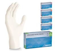 ARNOMED Gants nitrile taille M, gant nitrile blanc, 100 pièces/boîte, gants jetable non poudrés & sans latex, gants de cuisine et mecanique jetables, gant en nitrile jetables tailles XS, S, M, L, XL