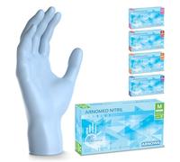 100x ARNOMED® Gants en nitrile taille M Bleu clair, Gants à usage unique pour chirurgie & laboratoire, Gants en nitrile sans poudre et sans latex, Moufles en nitrile en XS, S, M, L, XL, XXL