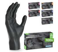 ARNOMED® Gants en nitrile taille M Noir [100 pcs] - Gants à usage unique pour chirurgie & laboratoire - Gants en nitrile sans poudre et sans latex - Moufles en nitrile en XS, S, M, L, XL, XXL