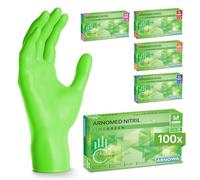100x ARNOMED® Gants en nitrile taille M Vert, Gants à usage unique pour chirurgie & laboratoire, Gants en nitrile sans poudre et sans latex, Moufles en nitrile en XS, S, M, L, XL, XXL