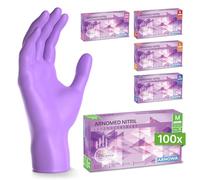 100x ARNOMED® Gants en nitrile taille M Violet, Gants à usage unique pour chirurgie & laboratoire, Gants en nitrile sans poudre et sans latex, Moufles en nitrile en XS, S, M, L, XL, XXL