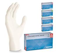 100x ARNOMED® Gants en nitrile taille S Blanc, Gants à usage unique pour chirurgie & laboratoire, Gants en nitrile sans poudre et sans latex, Moufles en nitrile en XS, S, M, L, XL, XXL