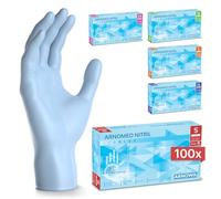 100x ARNOMED® Gants en nitrile taille S Bleu clair, Gants à usage unique pour chirurgie & laboratoire, Gants en nitrile sans poudre et sans latex, Moufles en nitrile en XS, S, M, L, XL, XXL