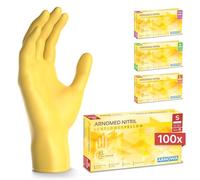 100x ARNOMED® Gants en nitrile taille S Jaune, Gants à usage unique pour chirurgie & laboratoire, Gants en nitrile sans poudre et sans latex, Moufles en nitrile en XS, S, M, L, XL, XXL
