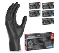 ARNOMED Gants nitrile taille S, gant nitrile noir, 100 pièces/boîte, gants noir jetable non poudrés & sans latex, gants noir, gants de cuisine jetables, gants jetables noir en XS, S, M, L, XL, XXL