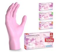 100x ARNOMED® Gants en nitrile taille S Rose, Gants à usage unique pour chirurgie & laboratoire, Gants en nitrile sans poudre et sans latex, Moufles en nitrile en XS, S, M, L, XL, XXL