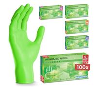 100x ARNOMED® Gants en nitrile taille S Vert, Gants à usage unique pour chirurgie & laboratoire, Gants en nitrile sans poudre et sans latex, Moufles en nitrile en XS, S, M, L, XL, XXL