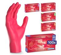 100x ARNOMED® Gants en nitrile taille XL Rouge, Gants à usage unique pour chirurgie & laboratoire, Gants en nitrile sans poudre et sans latex, Moufles en nitrile en XS, S, M, L, XL, XXL
