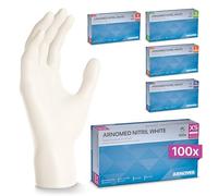 100x ARNOMED® Gants en nitrile taille XS Blanc, Gants à usage unique pour chirurgie & laboratoire, Gants en nitrile sans poudre et sans latex, Moufles en nitrile en XS, S, M, L, XL, XXL