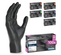 100x ARNOMED® Gants en nitrile taille XS Noir, Gants à usage unique pour chirurgie & laboratoire, Gants en nitrile sans poudre et sans latex, Moufles en nitrile en XS, S, M, L, XL, XXL