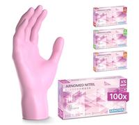 100x ARNOMED® Gants en nitrile taille XS Rose, Gants à usage unique pour chirurgie & laboratoire, Gants en nitrile sans poudre et sans latex, Moufles en nitrile en XS, S, M, L, XL, XXL
