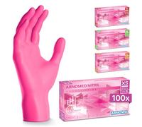 100x ARNOMED® Gants en nitrile taille XS Rose, Gants à usage unique pour chirurgie & laboratoire, Gants en nitrile sans poudre et sans latex, Moufles en nitrile en XS, S, M, L, XL, XXL