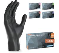 100x ARNOMED® Gants jetables en latex taille L noir, Gants jetables de chirurgie et de laboratoire, Gants à usage unique en nitrile, Moufles en latex en XS, S, M, L, XL, XXL