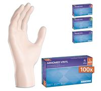 100x ARNOMED® Gants vinyle jetables taille L, Gants chirurgie & laboratoire à usage unique, Gants vinyle à usage unique sans poudre & latex, Moufles en vinyle en S, M, L, XL