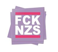 100x Autocollant FCK NZS Violet - 7,4 x 7,4 cm - Politique Gauche Extérieur Autocollants Colorés Grand FCKNZS contre Droite Couleur Violet Lot de Stickers Mauves